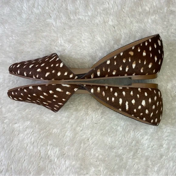 J Crew d’orsay pointed toe leopard cheetah fawn leather calf fur flats - Picture 4 of 6